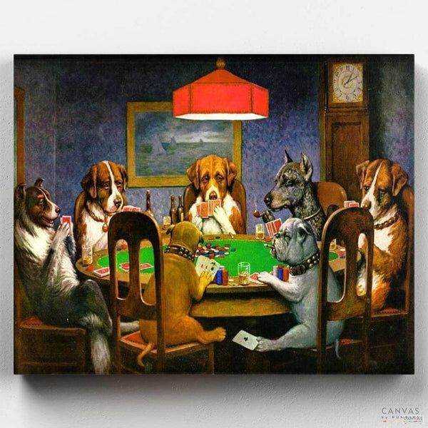 A Friend in Need - Dogs Playing Poker Paint by Numbers-Rediscover iconic art with Cassius Marcellus Coolidge's A Friend in Need - Dogs Playing Poker Painting by Numbers kit. A collection of Canvas by Numbers.-Canvas by Numbers