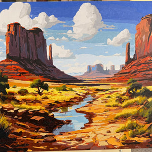 Finished paint by numbers desert landscape