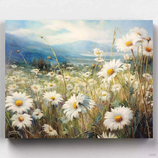Daisy Meadows - Paint by Numbers-Dive into the serenity of summer with 'Daisy Meadows'. A paint by numbers experience that evokes the gentle caress of nature's embrace.-Canvas by Numbers