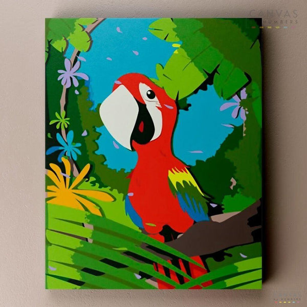 Happy Parrot - Paint by Numbers Kit-You'll love our Happy Parrot paint by numbers kit. Shop more than 500 paintings at Canvas by Numbers. Up to 50% Off! Free shipping and 60 days money-back.-Canvas by Numbers