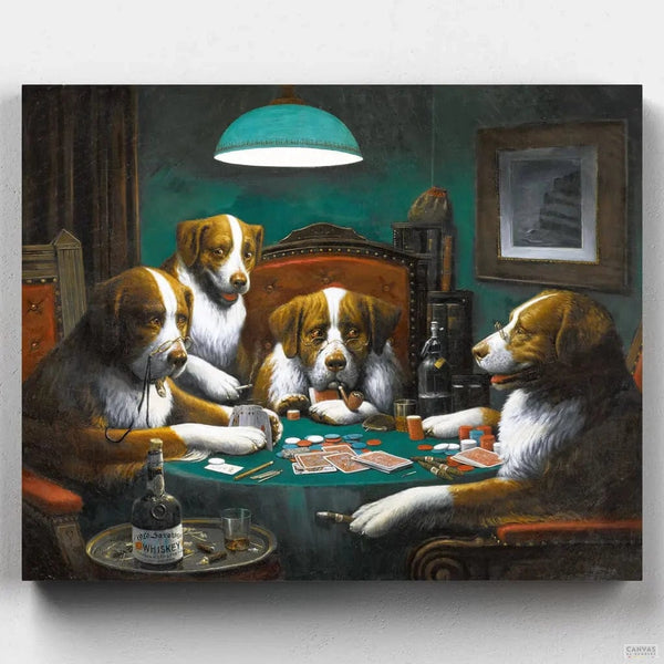 Dogs Playing Poker Game (1894) - Paint by Numbers-Step into art history with our Dogs Playing Poker paint by numbers kit. Bring Cassius Coolidge's 1894 painting masterpiece to life with Canvas by Numbers.-Canvas by Numbers