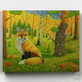 Red Fox - Paint by Numbers-Paint by numbers a majestic red fox posing in the forest full of yellows and ocres—a beautiful painting kit available only at CBN.-Canvas by Numbers
