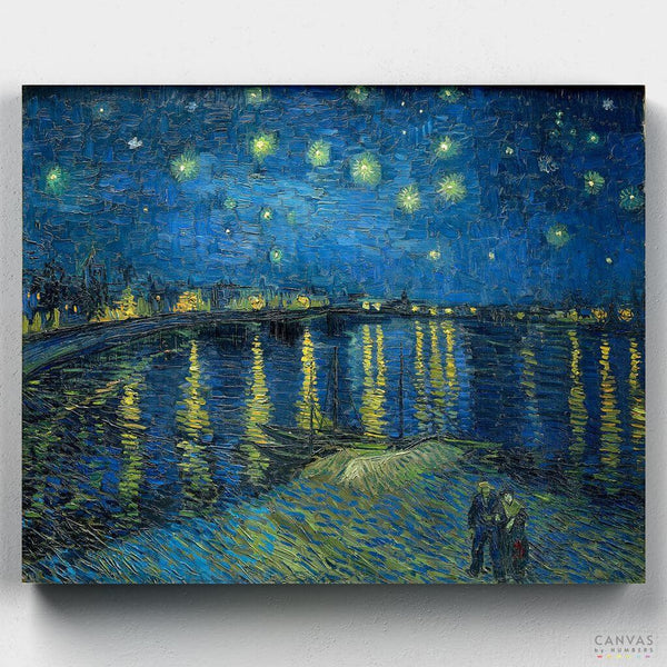 Starry Night Over the Rhône - Paint by Numbers-Let the stars guide your brush as you recreate "Starry Night Over the Rhône" inspired by Vincent Van Gogh painting with our limited edition paint by number kit.-Canvas by Numbers
