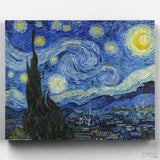 Starry Night Paint by Numbers-Transport yourself to a moonlit village with our 