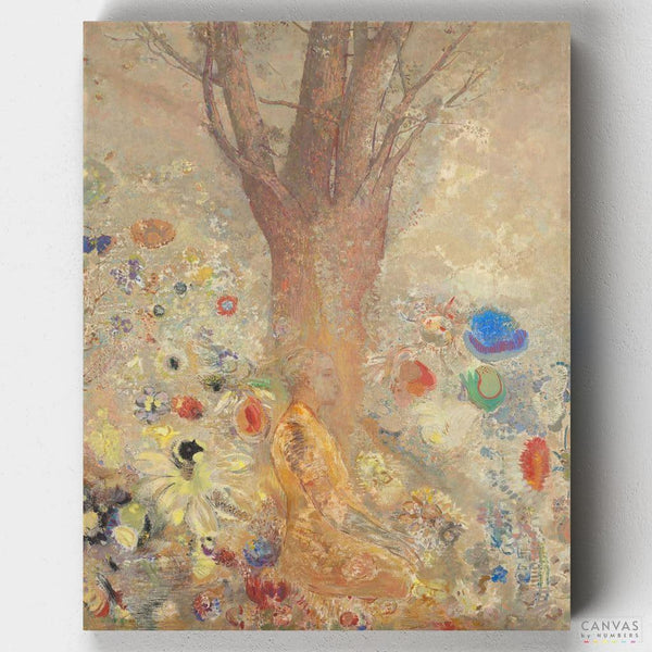 The Buddha - Paint by Numbers-Immerse in tranquility with 'The Buddha Paint by Numbers', drawing inspiration from Odilon Redon. This kit invites a peaceful, spiritual art experience.-Canvas by Numbers