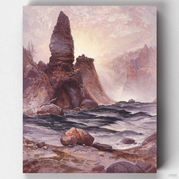 The Towers of Tower Falls, Yellowstone (1875) - Paint by Numbers-Experience American heritage with our "Towers of Tower Falls" Paint by Numbers Kit. Embrace creativity as you recreate Moran's iconic landscape.-Canvas by Numbers