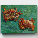 Two Crabs - Paint by Numbers-Two Crabs is an oil painting by Vincent van Gogh from 1889. It is a still life with two crabs, one on its back, the other upright, against a green background.-Canvas by Numbers