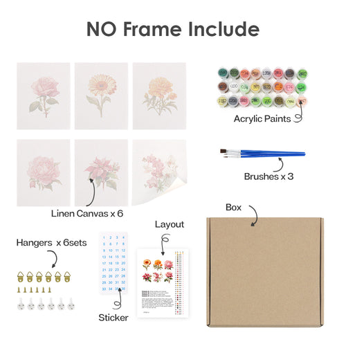 Garden Blossoms mini paint by numbers kit with acrylic paints and brushes included