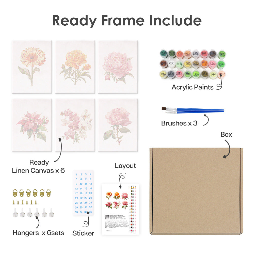 Garden Blossoms – Mini Paint by Numbers Set