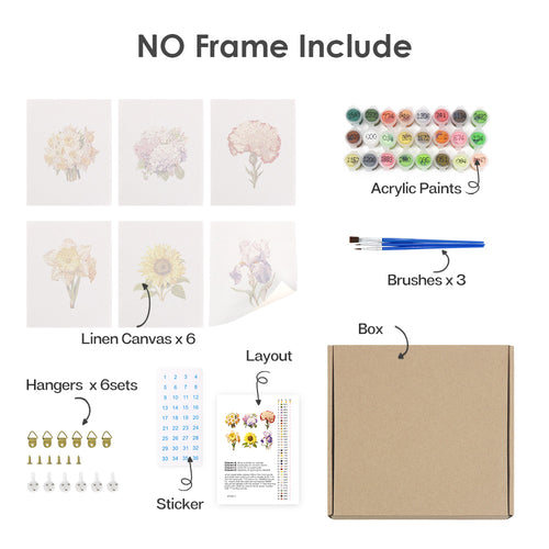 Botanical Blooms mini paint by numbers kit with acrylic paints and brushes included