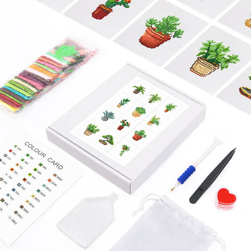 Plants Collection 3 - Diamond Painting Mini Kit-Dive into nature's beauty with our Plants Collection 3 Mini Diamond Painting Kit. Craft 12 sparkling plant designs and add a touch of green to your decor.-Canvas by Numbers