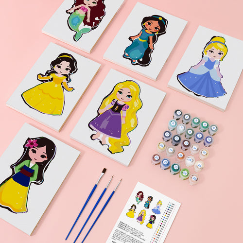 Little Princesses mini paint by numbers kit with acrylic paints and brushes included