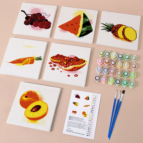 Garden Bites mini paint by numbers kit with acrylic paints and brushes included