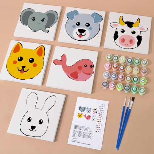 Animal Friends 2 mini paint by numbers kit with acrylic paints and brushes included