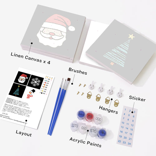 Festive Icons 2 mini paint by numbers kit with acrylic paints and brushes included