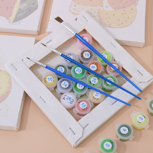 Garden Bites mini paint by numbers kit with acrylic paints and brushes included