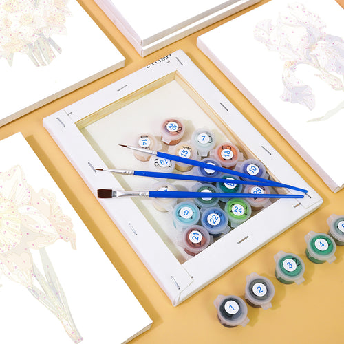 Botanical Blooms mini paint by numbers kit with acrylic paints and brushes included