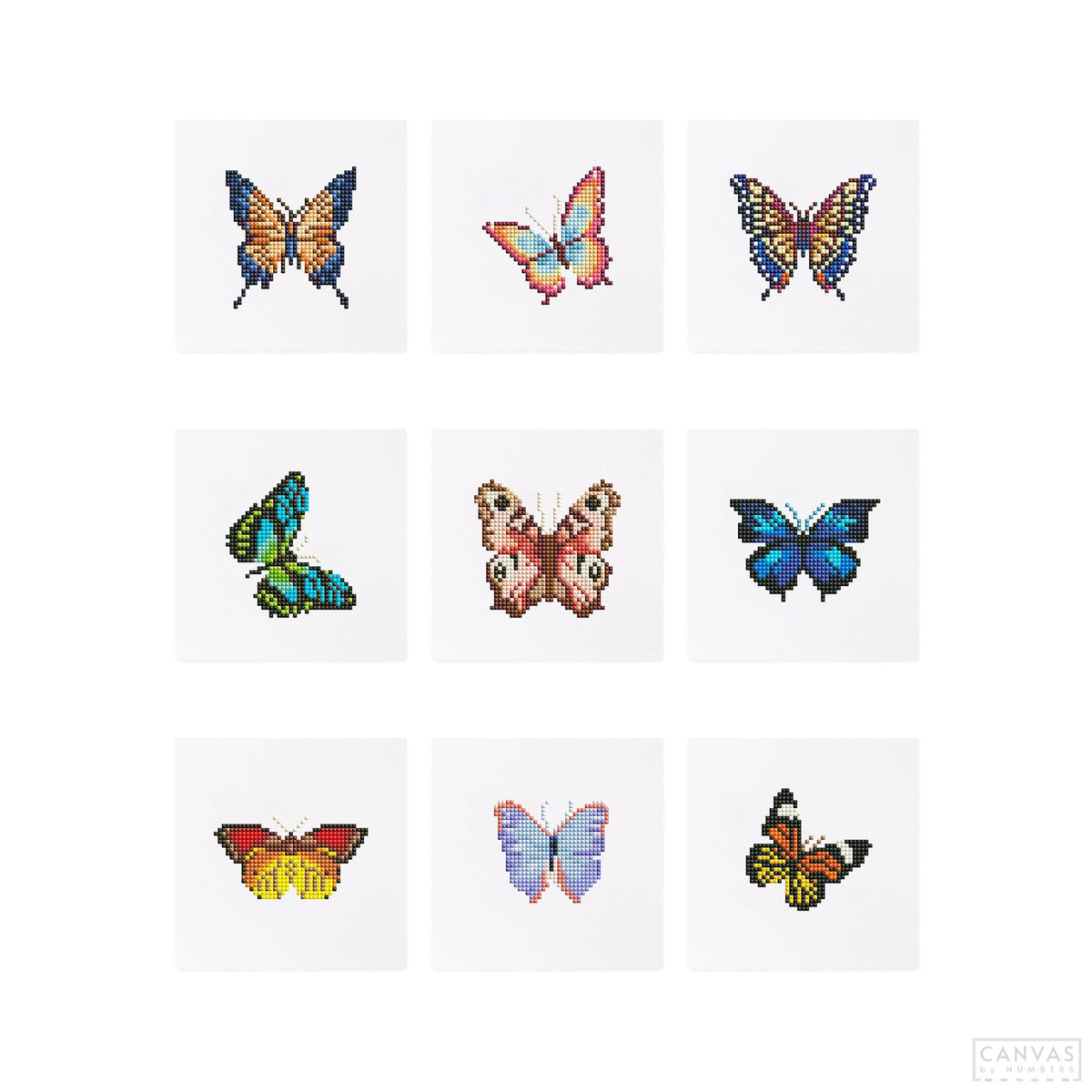 Butterfly Collection 1 - Mini Diamond Painting Kit-Embark on a colorful crafting adventure with our Butterfly Mini Diamond Painting Kit. Create 9 unique butterfly artworks perfect for relaxing or gifting.-Canvas by Numbers