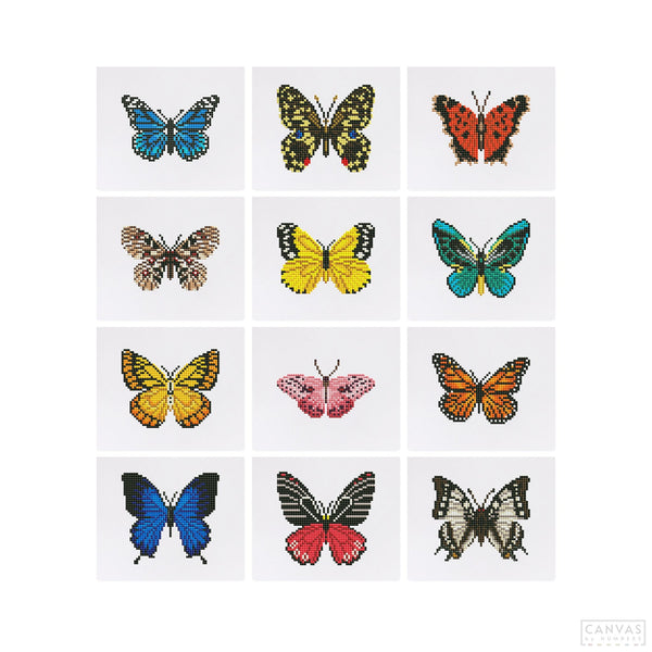 Butterfly Collection 2 - Mini Diamond Painting Kit-Discover the Butterfly Collection 2 Mini Diamond Painting Kit. Craft 12 unique butterfly designs that sparkle with creativity and charm!-Canvas by Numbers