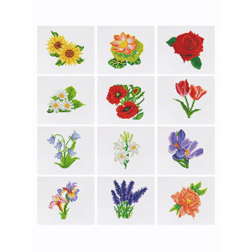 Floral Collection 1 - Mini Diamond Painting Kit. Create stunning floral artwork with our Floral Collection—Diamond Painting Mini Kit. Featuring 10 mini kits with beautiful flower designs, perfect for all skill levels!