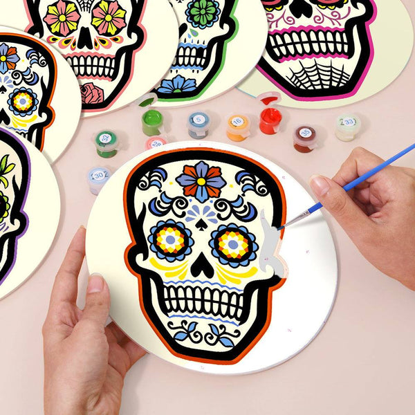 Day of the Dead Collection - Paint by Numbers Placemats-Celebrate vibrant traditions with our Day of the Dead Paint by Numbers Placemats. Adorned, colorful skulls add festive and artistic flair to your table.-Canvas by Numbers