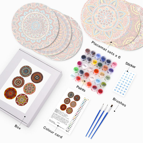 Mandala Collection - Paint by Numbers Placemats-Our Mandalas Paint by Numbers Placemats bring vibrant colors and intricate designs to your table. Perfect for adding artistic flair to your dining decor.-Canvas by Numbers