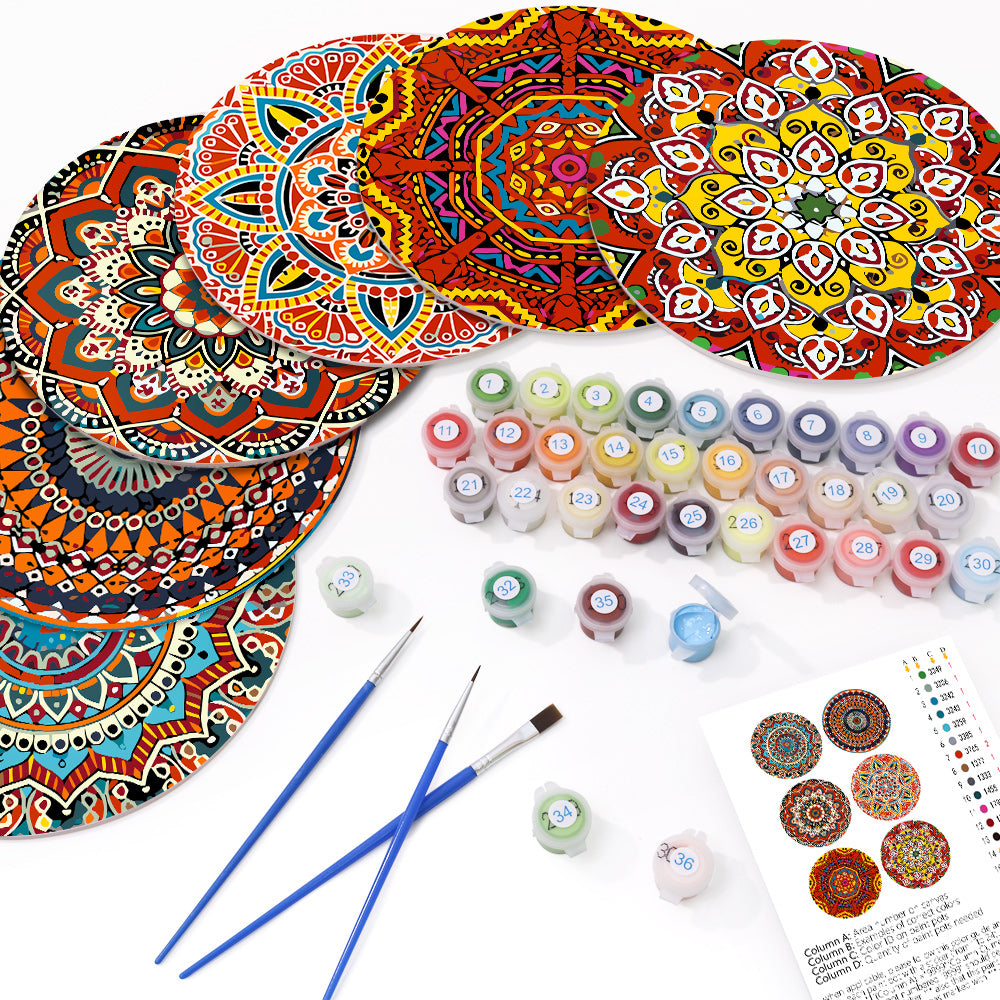 Mandala Collection - Paint by Numbers Placemats-Our Mandalas Paint by Numbers Placemats bring vibrant colors and intricate designs to your table. Perfect for adding artistic flair to your dining decor.-Canvas by Numbers