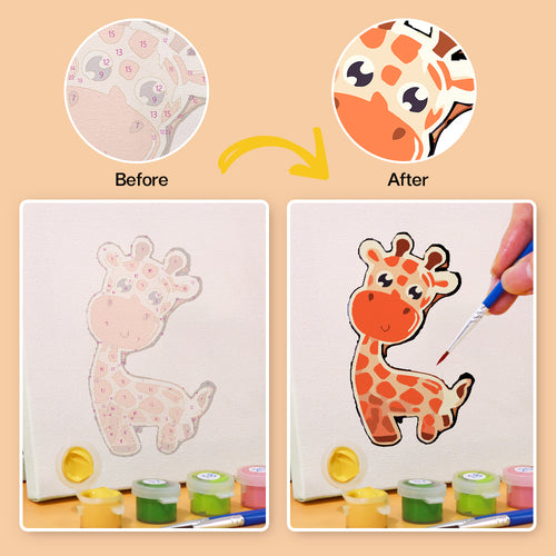 Animal Friends mini paint by numbers kit with acrylic paints and brushes included