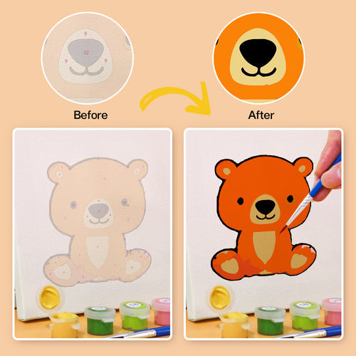 Animal Friends 3 mini paint by numbers kit with acrylic paints and brushes included