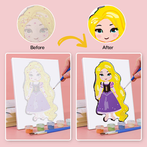 Little Princesses mini paint by numbers kit with acrylic paints and brushes included