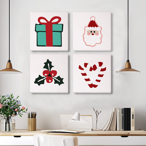 Festive Icons 1 mini paint by numbers kit with acrylic paints and brushes included