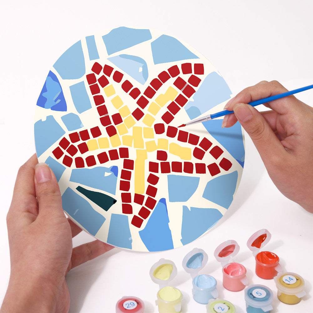 Mosaic Collection 1 - Paint by Numbers Placemats-Add a colorful touch to your table with our Mosaic Collection 1 Paint by Numbers Placemats. Featuring starfish, jellyfish, waves, and more in mosaic design.-Canvas by Numbers