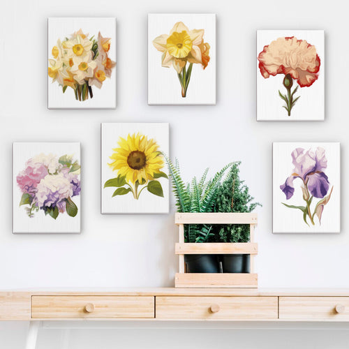 Botanical Blooms mini paint by numbers kit with acrylic paints and brushes included