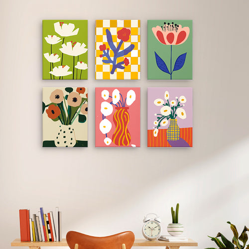 Floral Collection 2 mini paint by numbers kit with acrylic paints and brushes included