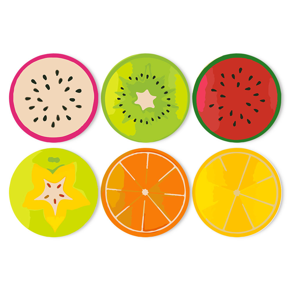 Tropical Fruits Collection - Paint by Numbers Placemats-Brighten your table with our Tropical Fruits Paint by Numbers Placemats. Paint vibrant designs of orange, lemon, watermelon, kiwi, dragonfruit, and more.-Canvas by Numbers