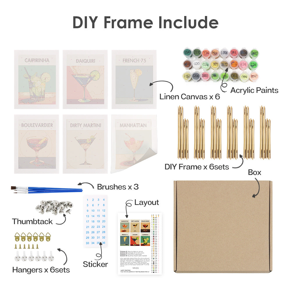 Cocktail-Kollektion 4 - Mini-Malset nach Zahlen