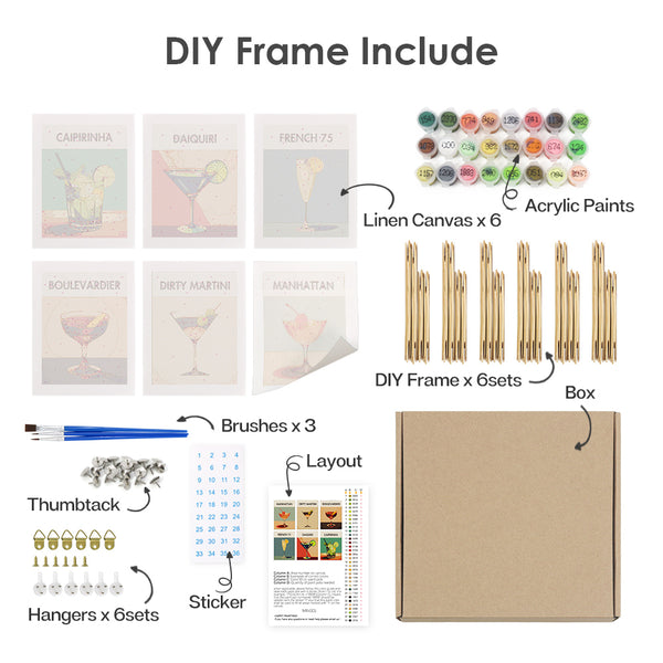 Cocktail-Kollektion 4 - Mini-Malset nach Zahlen