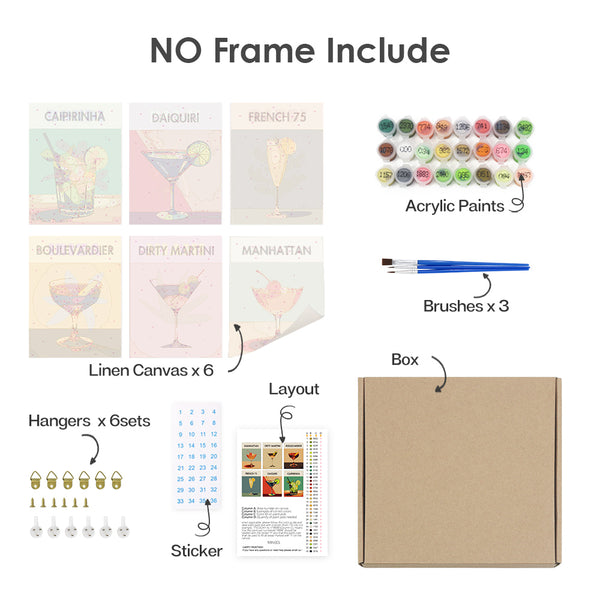 Cocktail-Kollektion 4 - Mini-Malset nach Zahlen