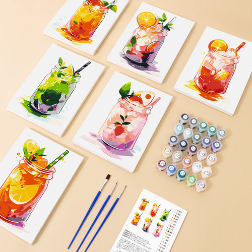 Sippin' in the Sun mini paint by numbers kit with acrylic paints and brushes included