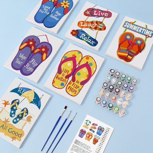 Summertime Collection mini paint by numbers kit with acrylic paints and brushes included