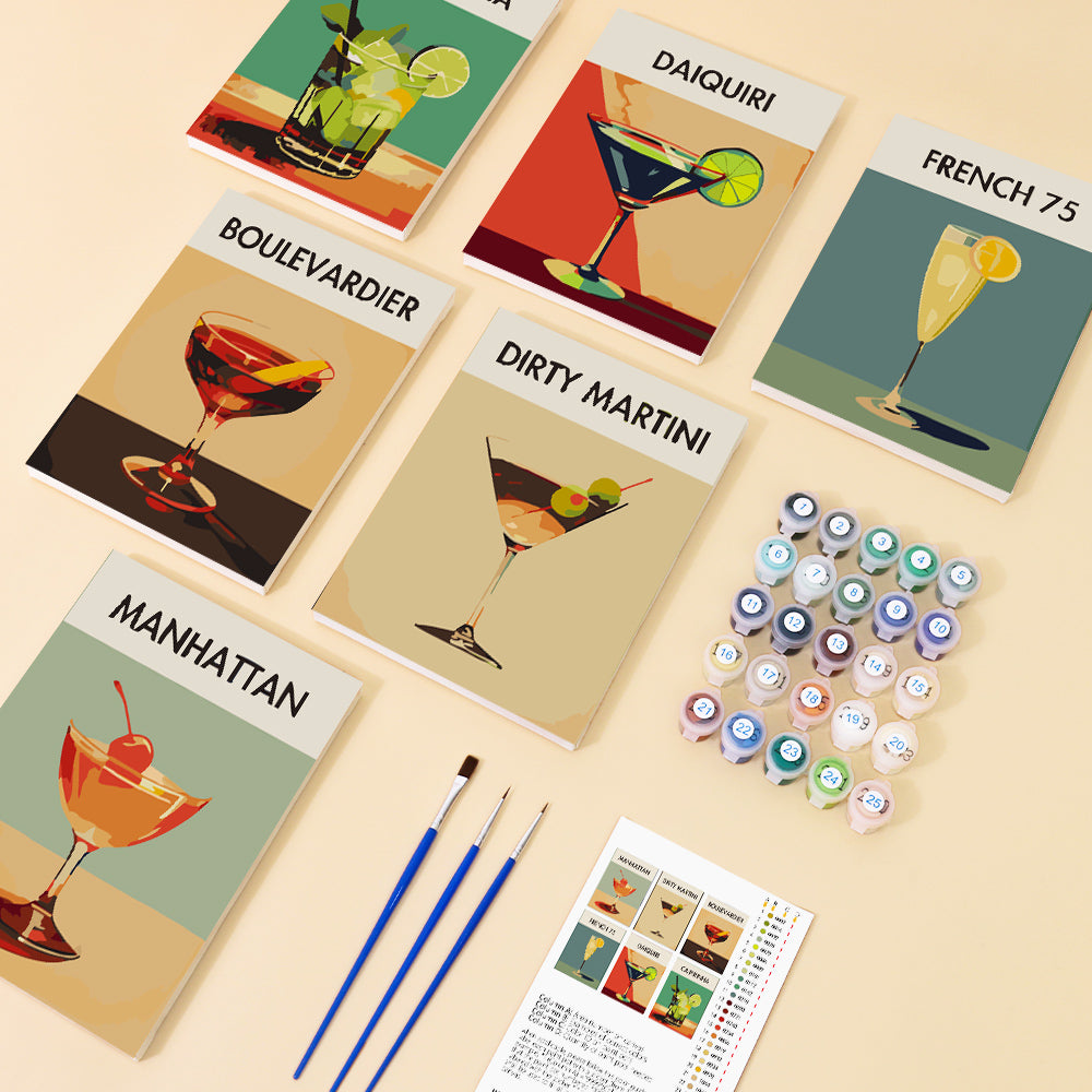 Cocktail-Kollektion 4 - Mini-Malset nach Zahlen
