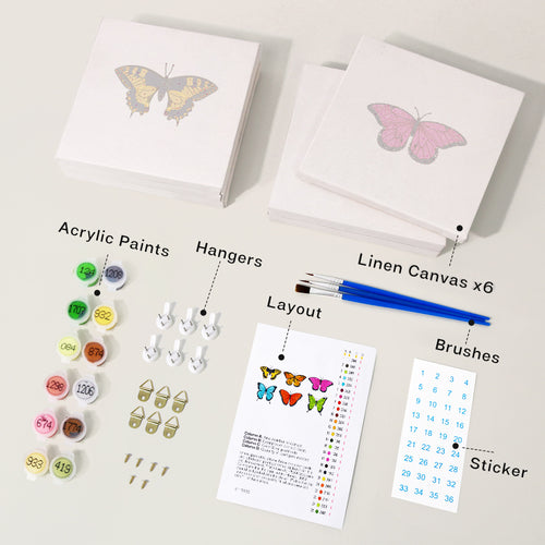 Beautiful Butterflies mini paint by numbers kit with acrylic paints and brushes included