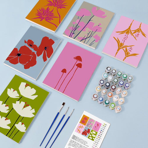 Floral Collection 3 mini paint by numbers kit with acrylic paints and brushes included