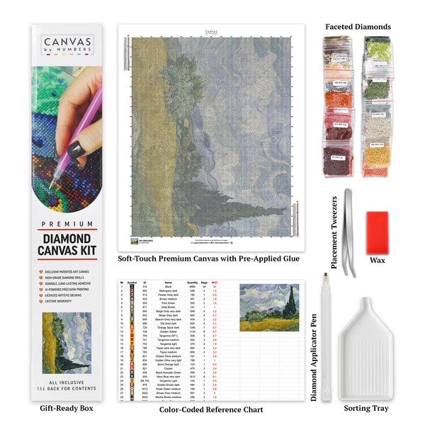 Campo di grano con cipressi - Diamond Painting