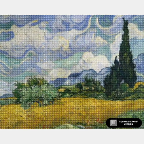 Campo di grano con cipressi - Diamond Painting
