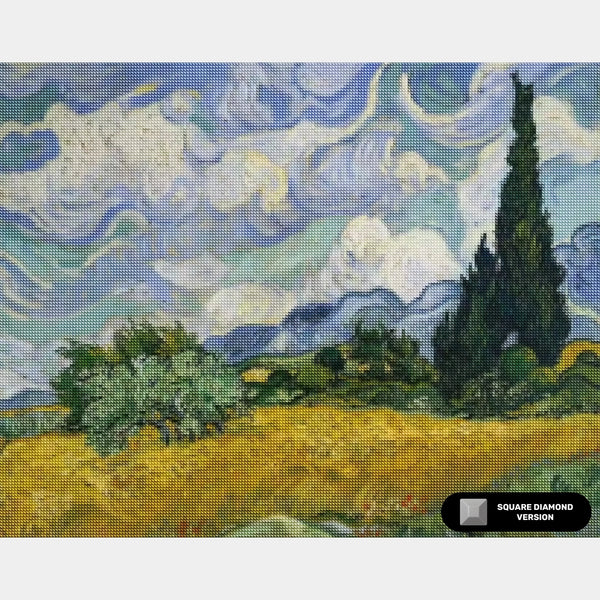 Campo di grano con cipressi - Diamond Painting
