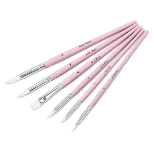 Essential 6-Piece Multisize Paint Brush Set. Explore our 6-piece multisize paint brush set, ideal for acrylics. Includes 5 round and 1 flat brush, crafted with durable nylon bristles and wooden handles.