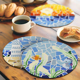 Mosaic Collection 2 - Paint by Numbers Placemats-Bring colorful mosaic art to your table with our Mosaic Paint by Numbers Placemats. Paint vibrant scenes like a vase with flowers or a beach sunset.-Canvas by Numbers