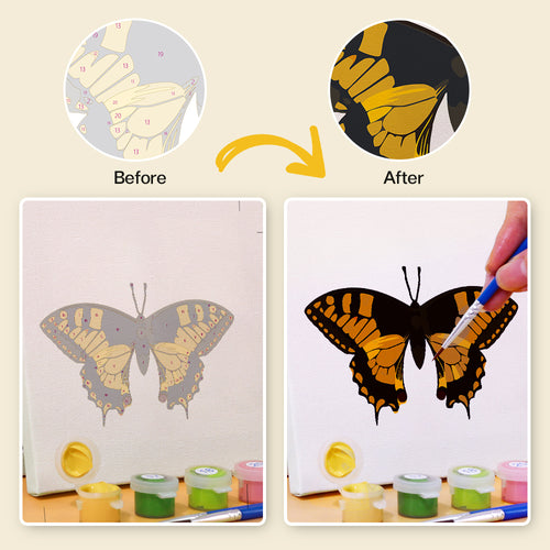Beautiful Butterflies mini paint by numbers kit with acrylic paints and brushes included