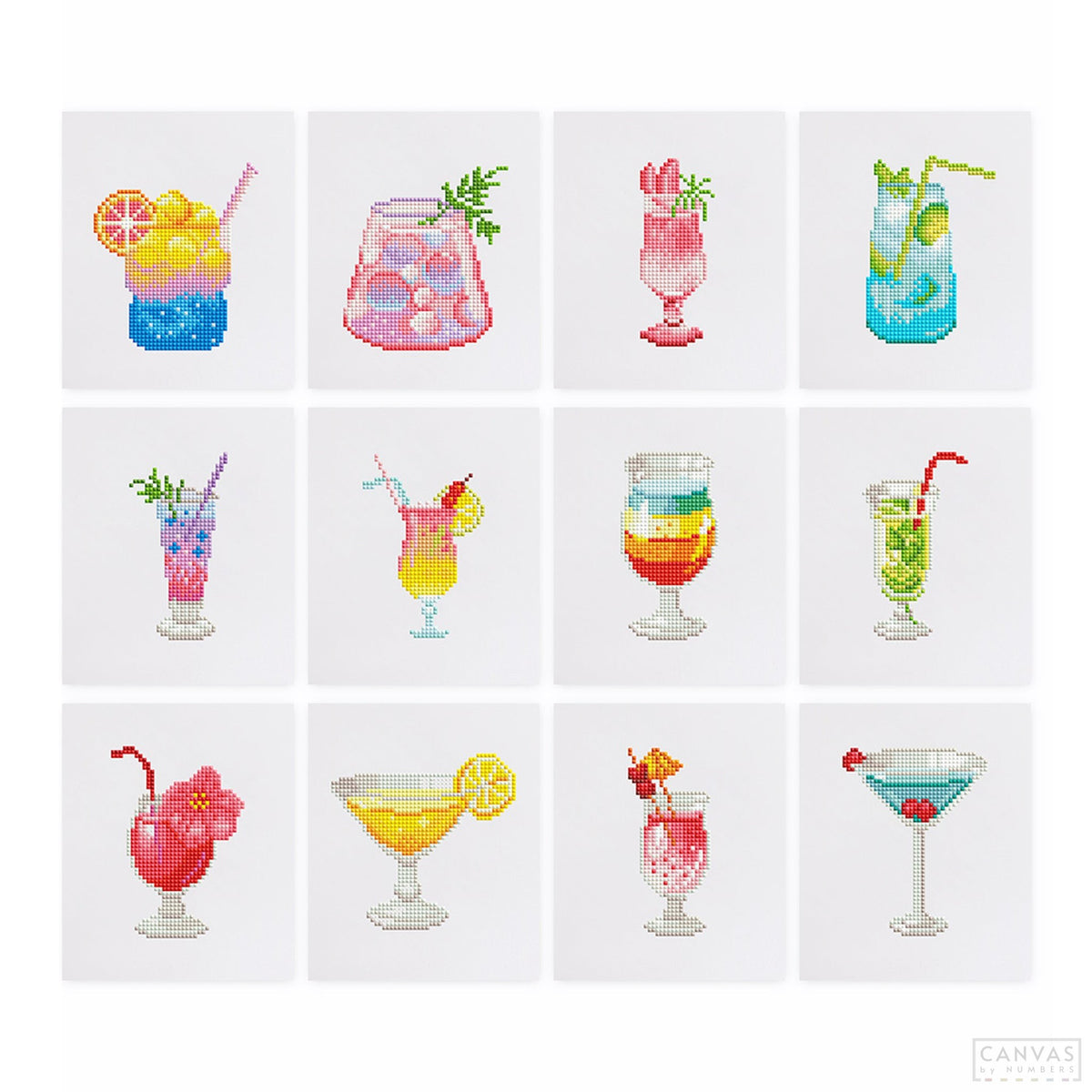 Cocktail Collection 1 - Mini Diamond Painting Kit-Craft your favorite cocktails with our Mini Diamond Painting Kit. Featuring 12 iconic drinks, it’s perfect for art enthusiasts and cocktail fans alike!-Canvas by Numbers